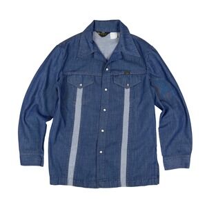 Vintage Wrangler 70s Western Denim Shirt Men's‎ M Blue Pearl Snap USA Made